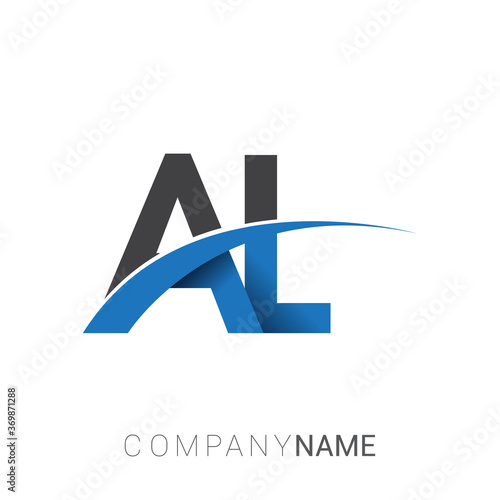 initial letter AL logotype company name colored blue and grey swoosh design. vector logo for business and company identity.
