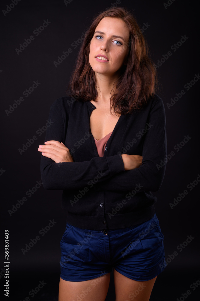 Portrait of young beautiful woman with brown hair Portrait of young beautiful woman with brown hair