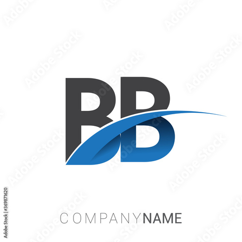 initial letter BB logotype company name colored blue and grey swoosh design. vector logo for business and company identity.