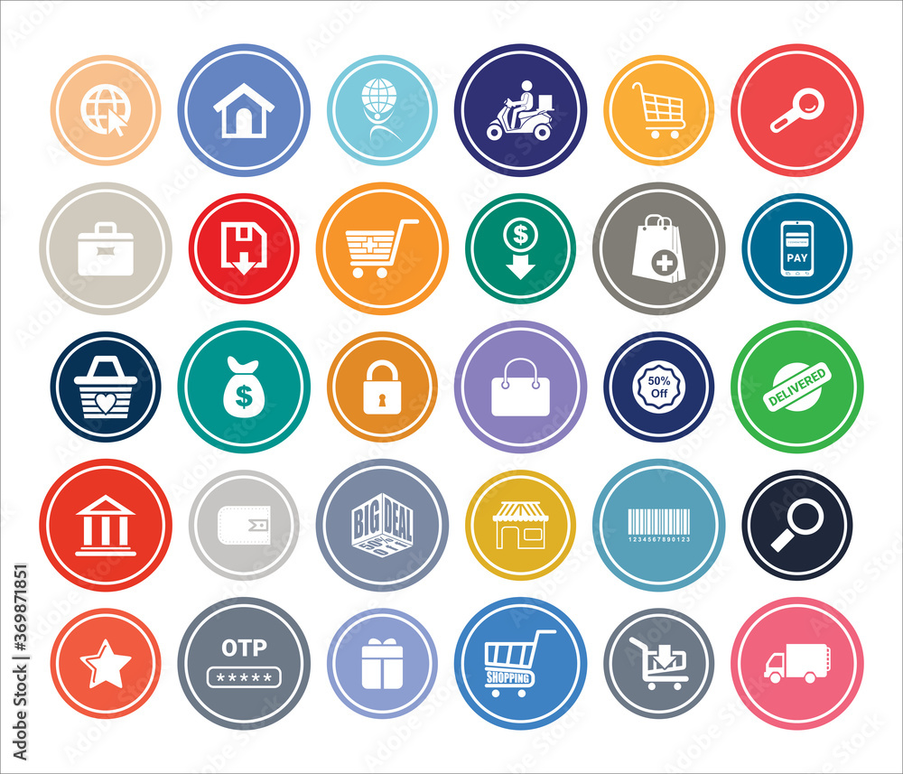 Shopping Infographic Round design Icon Sets For Web, App And Design. Shopping Infographic Round design Icon Sets For Web, App And Design.