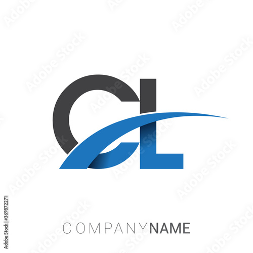 initial letter CL logotype company name colored blue and grey swoosh design. vector logo for business and company identity.
