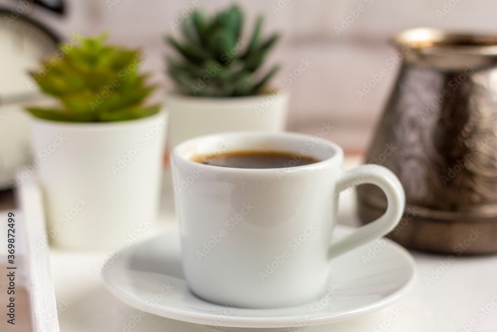 A Cup of morning coffee and a Turk on the table A Cup of morning coffee and a Turk on the table
