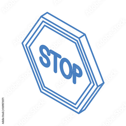 isometric repair construction stop sign board work tool and equipment linear style icon design