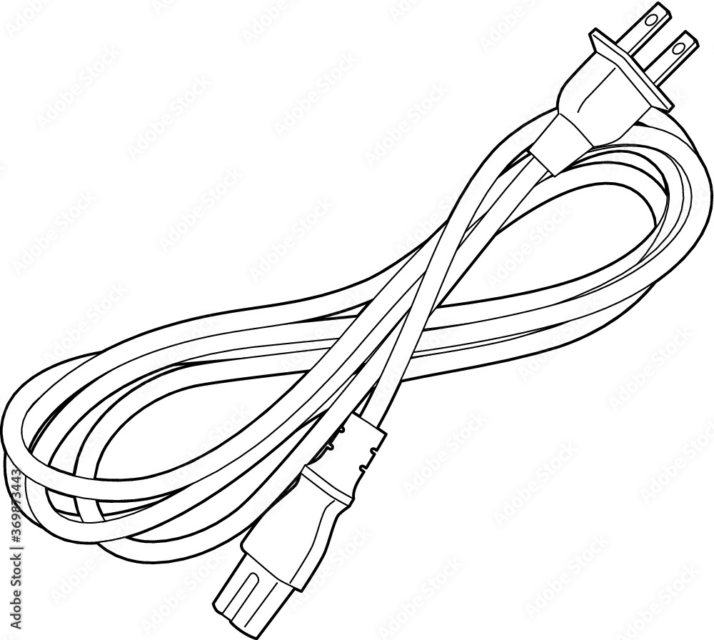 A vector line art illustration of a power cord Stock Vector