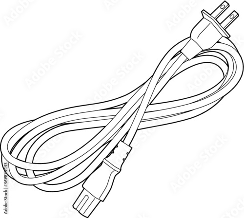A vector line art illustration of a power cord
