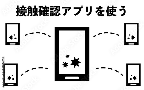 接触確認アプリの使用を勧めるアイコンイラスト
