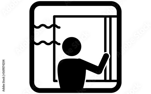 換気のために窓を開けるイラスト