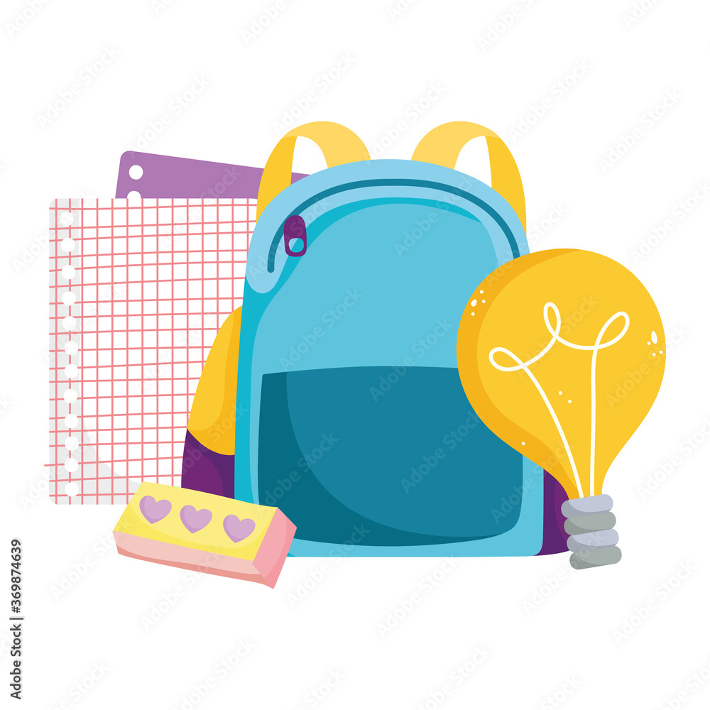 back to school, backpack eraser papers idea elementary education cartoon back to school, backpack eraser papers idea elementary education cartoon