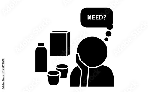 何を買うか考えている人のアイコンイラスト