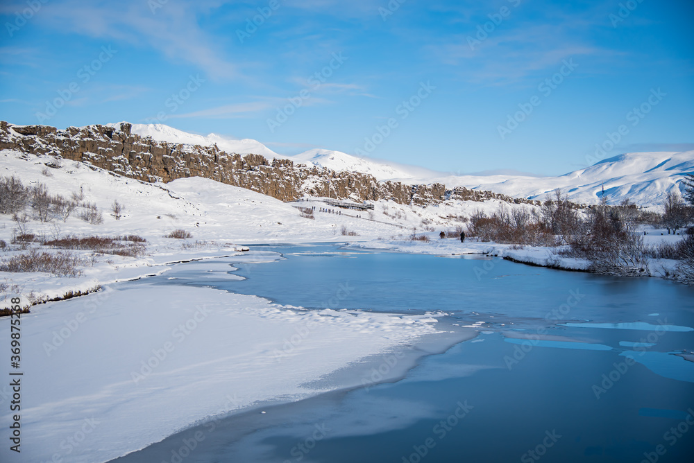 Iceland beautiful winter landscape at Golden Circle 