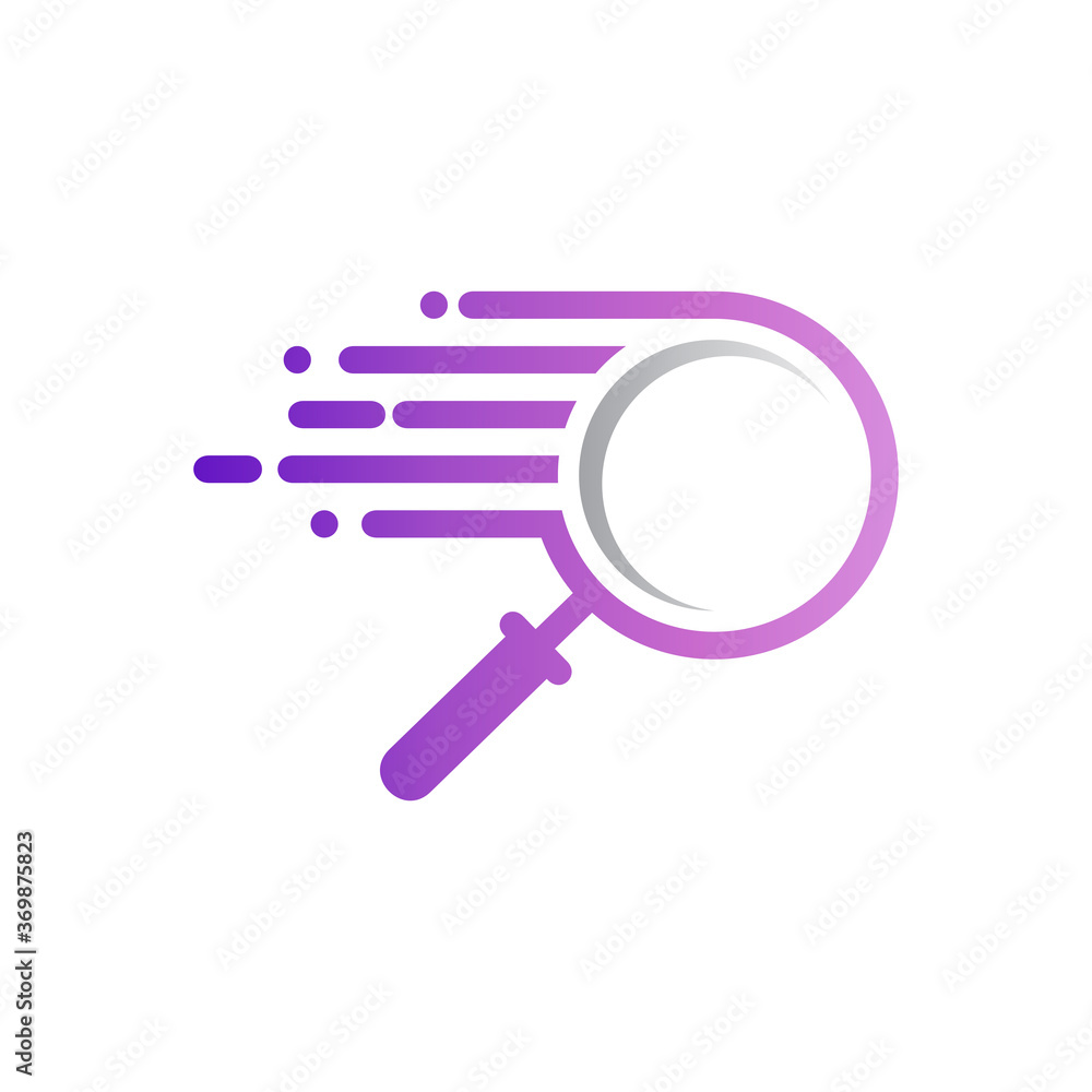 Find fast logo. Logo design of magnifying glass with speed motion. Line art logo style Find fast logo. Logo design of magnifying glass with speed motion. Line art logo style