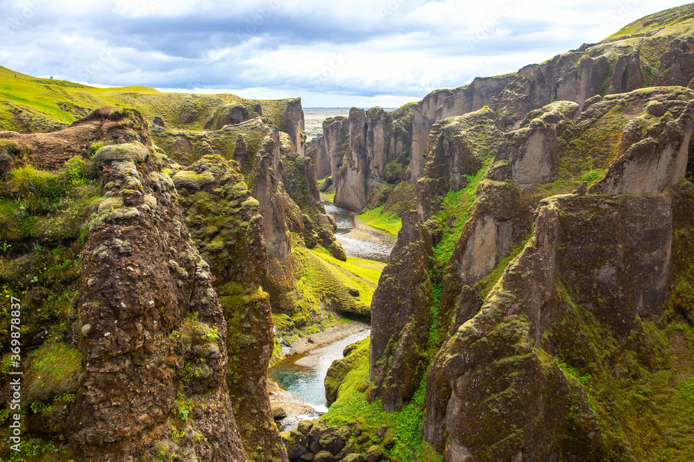 Scenic fjadrargljufur canyon in Iceland