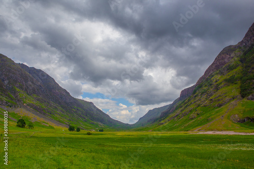 The mountain landscape in Glencoe  a valley in Highlands  Scotland.