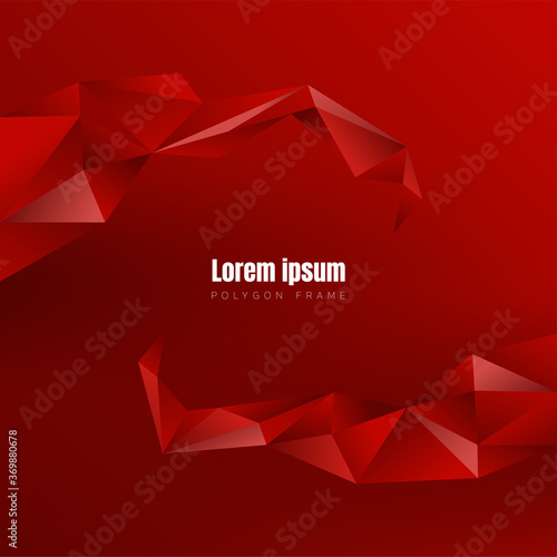 red monotone crystal polygon abstract background, 3d banner frame, template for website cover poster banner brochure and more