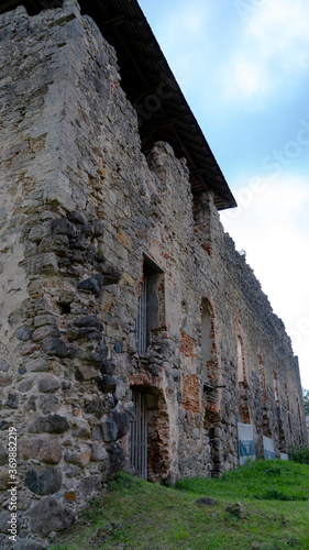 Medieval Castle Ruins in Latvia Rauna. Old Stoune Brick Wall of Raunas Castle Where Was Living Archbishop in Middle Age in Latvia. photo