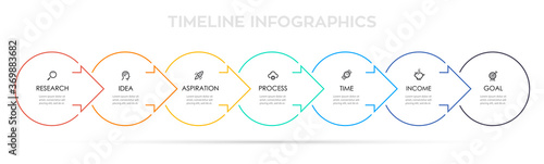 Business Infographic template. Thin line design with icons and 7 options or steps.