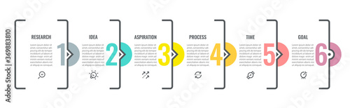 Vector Infographic design with 6 options or steps. Infographics for business concept. Can be used for presentations banner, workflow layout, process diagram, flow chart, info graph
