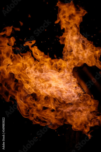 abstract very hot blaze fire flame texture  on black background