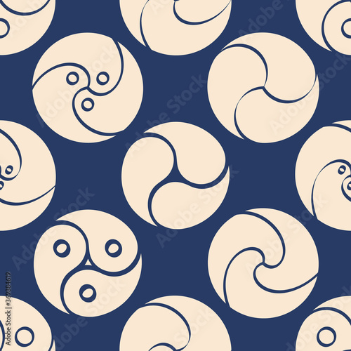 Seamless vector pattern with Gankyil tibetan symbol