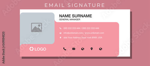 Business email signature with an author photo place modern and minimal background