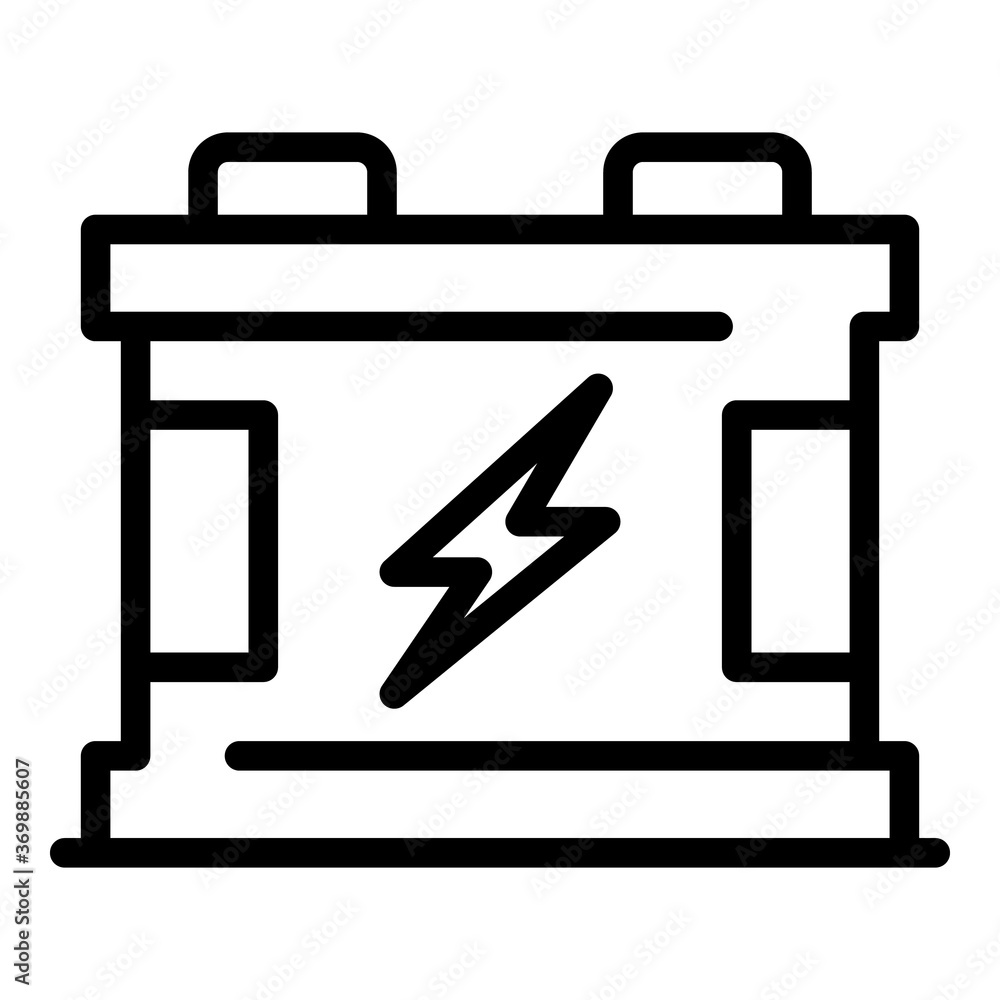 Car battery icon. Outline car battery vector icon for web design isolated on white background Car battery icon. Outline car battery vector icon for web design isolated on white background