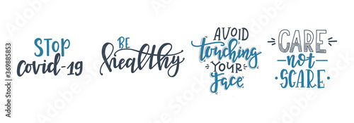 CoronaVirus Covid-19 letterings and other elements. Vector illustration