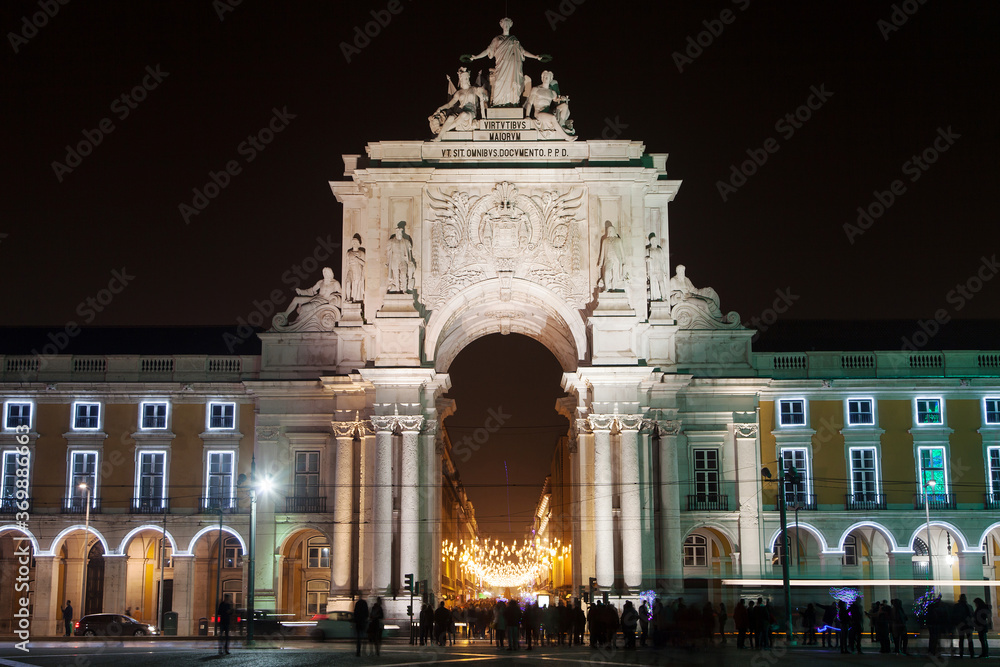 Fototapeta premium Rua Augusta Arch at Night, Lisbon