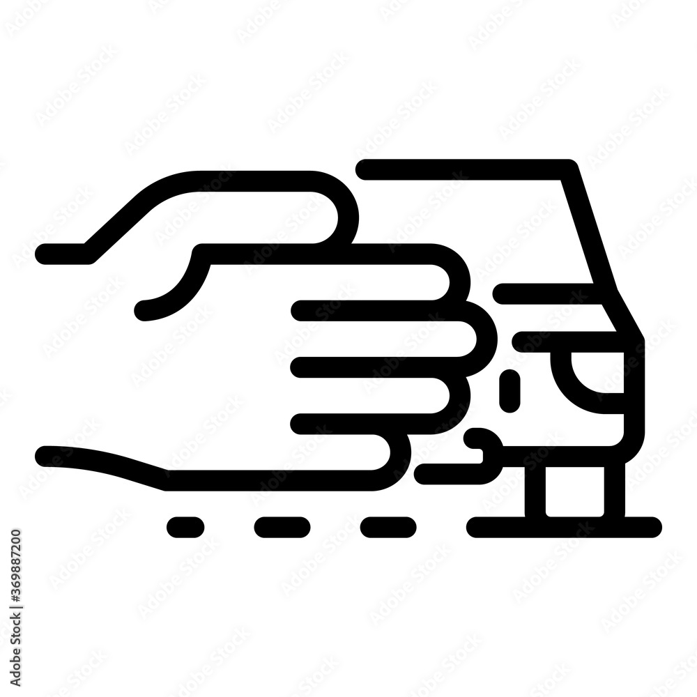 Hand road hitchhiking icon. Outline hand road hitchhiking vector icon for web design isolated on white background Hand road hitchhiking icon. Outline hand road hitchhiking vector icon for web design isolated on white background