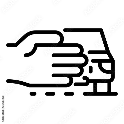 Hand road hitchhiking icon. Outline hand road hitchhiking vector icon for web design isolated on white background