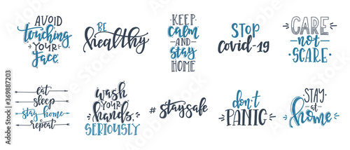 CoronaVirus Covid-19 letterings and other elements. Vector illustration