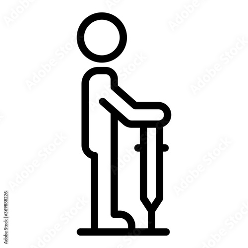 Inclusive education boy with crutches icon. Outline inclusive education boy with crutches vector icon for web design isolated on white background