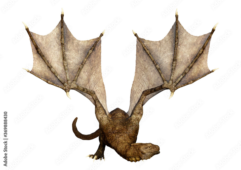 3D Rendering Fairy Tale Dragon on White