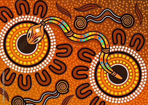 Aboriginal rainbow serpent background