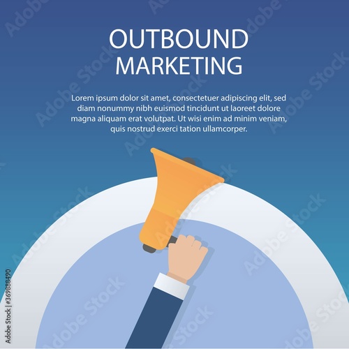 outbound marketing,business strategy concept,businessman announce customers with megaphone,Vector illustration.