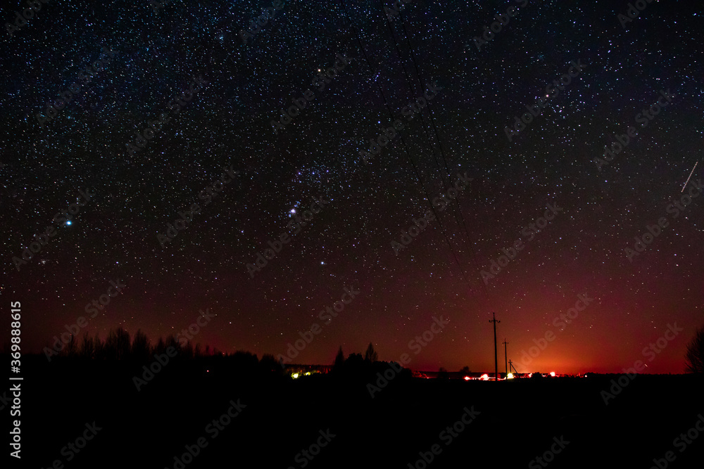 Fototapeta premium night country landscape. a sky full of stars