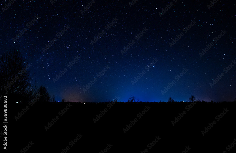 night country landscape. a sky full of stars