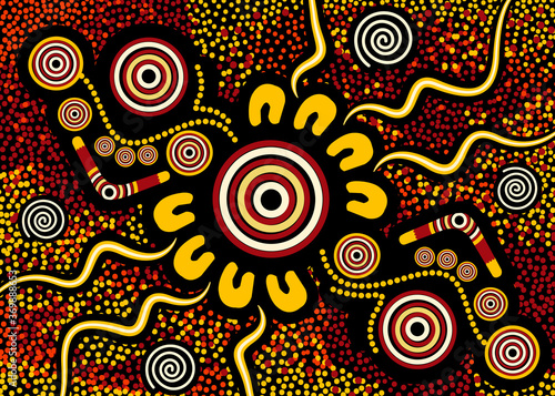 Aboriginal dot art vector background