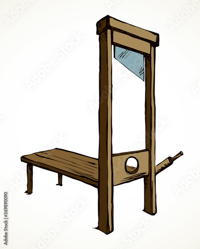 The ancient guillotine. Vector drawing