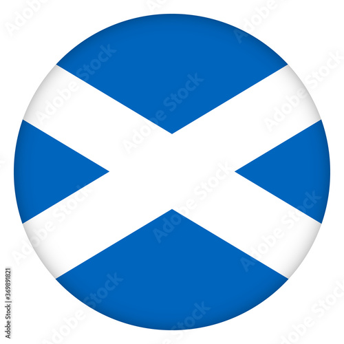 Flag of Scotland round icon, badge or button. Scottish national symbol. Template design, vector illustration.