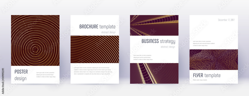 Minimalistic brochure design template set. Gold ab
