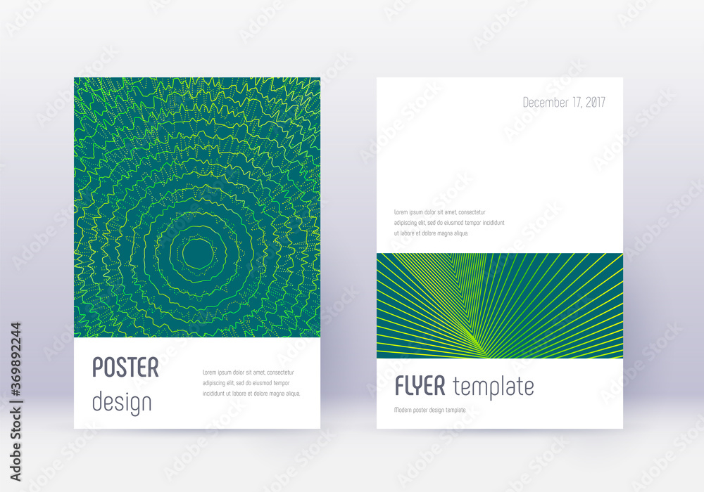 Fototapeta premium Minimalistic cover design template set. Green abst