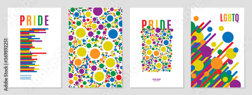 Lgbtq rainbow flag freedom community, pride pattern on white background, colorful cover illustration.