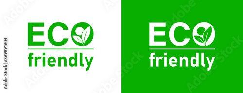 ECO friendly logo. Organic green icon in flat style. Nature, ecology vector illustration for web