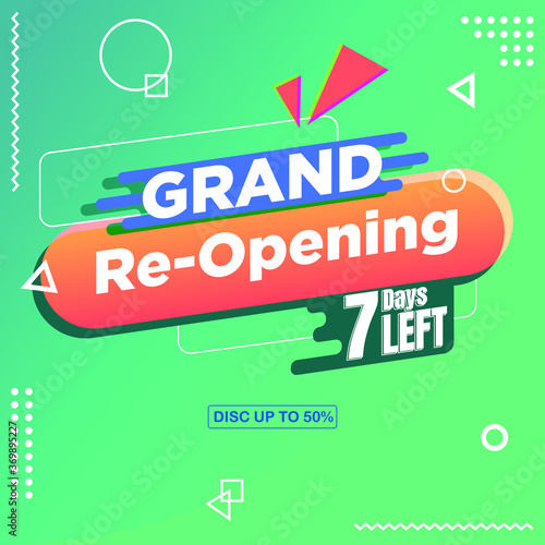 Social media banner store opening illustration. Vector illustration