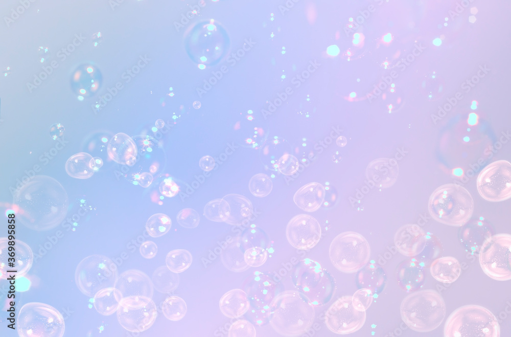 Beautiful colorful gradient with soap bubbles float background.