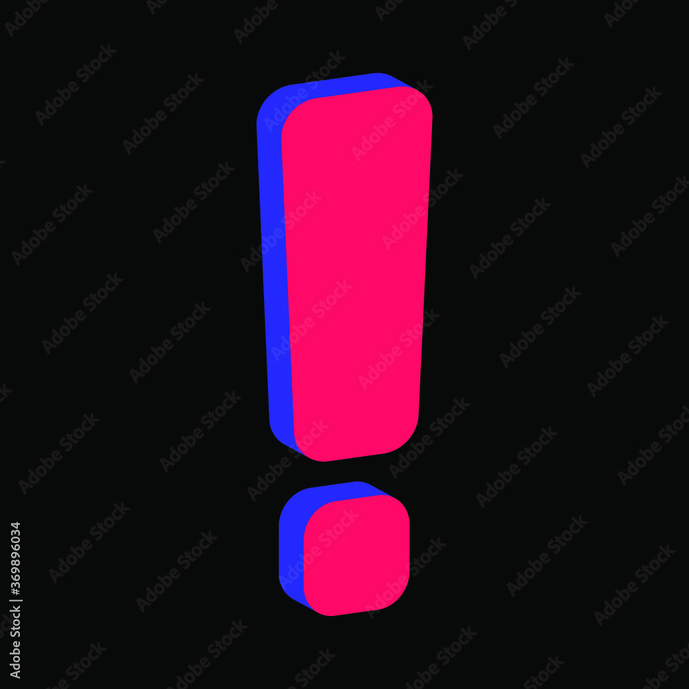 Exclamation mark on a black background 3d, vector Exclamation mark on a black background 3d, vector
