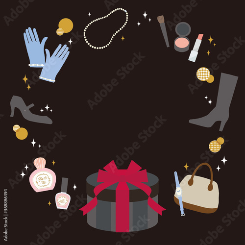 ブラックフライデーのショッピングフレーム  黒背景 文字なし