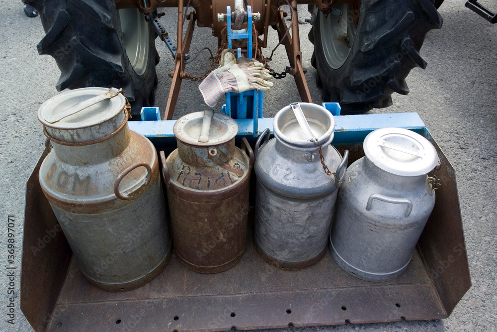 old farm milk containers, Finland old farm milk containers, Finland