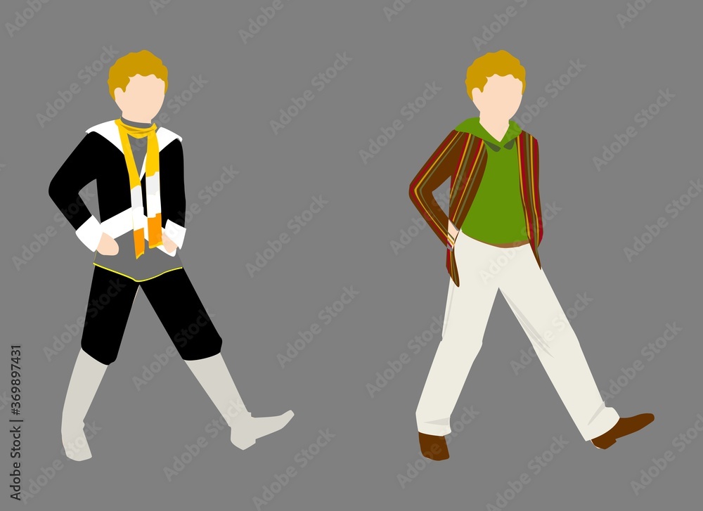 vector illustration of a man and woman in different poses