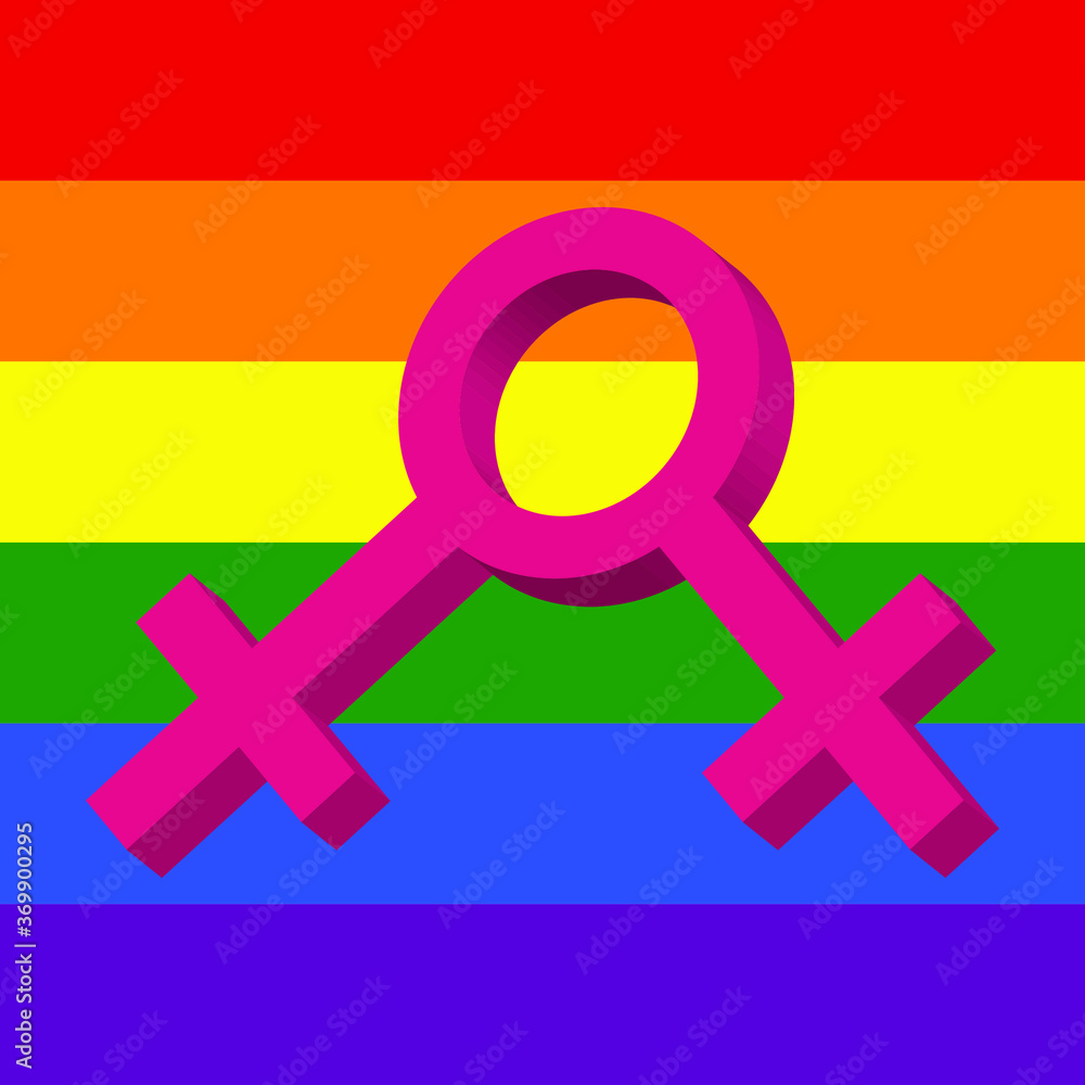 3d lesbian sign on LGBT flag, vector 3d lesbian sign on LGBT flag, vector